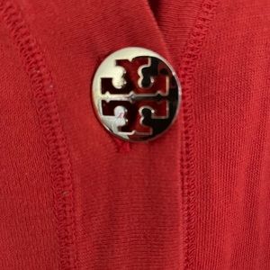 Tory Burch “Simone” orange red cotton cardigan size XL